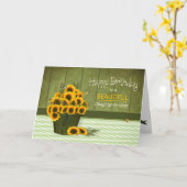 誕生日 – 愛の娘 – ヒマワリのバケツ カード (黄色い花)