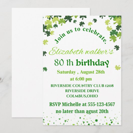 誕生日 招待状 (正面/裏面)