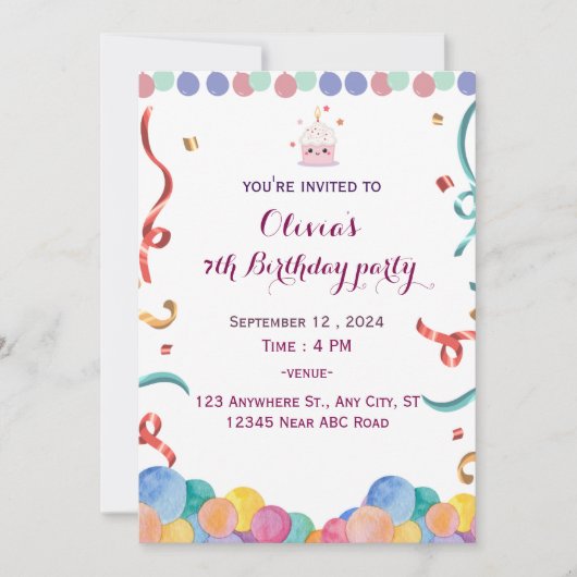 誕生日 招待状 (正面)