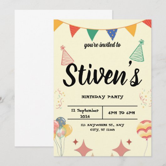 誕生日 招待状 (正面/裏面)