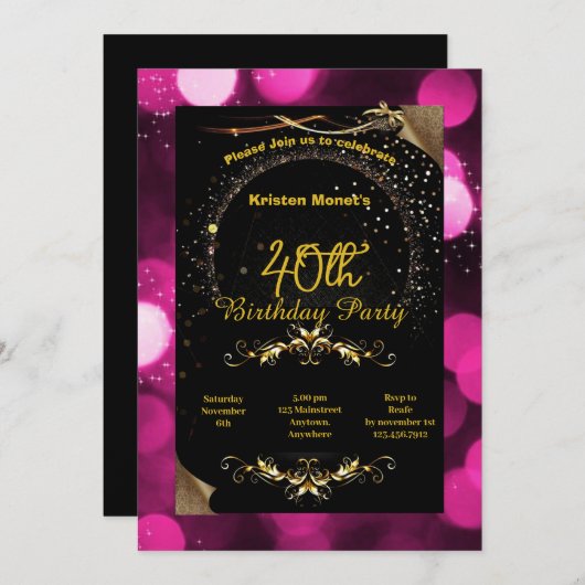 誕生日 招待状 (正面/裏面)