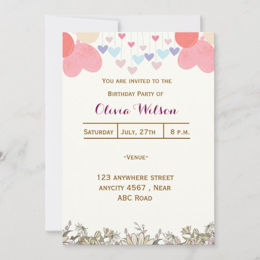 誕生日 招待状 (正面)