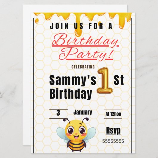 誕生日 招待状 (正面/裏面)