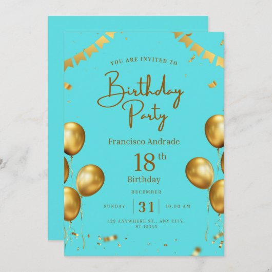 誕生日 招待状 (正面/裏面)