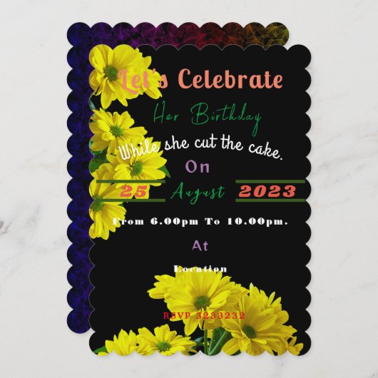 誕生日 招待状 (正面/裏面)