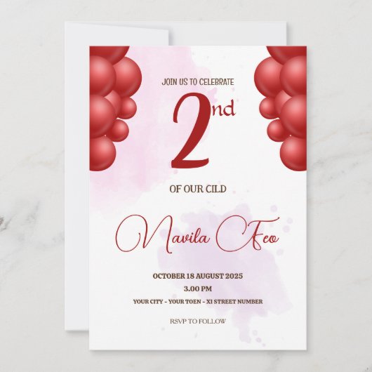 誕生日 招待状 (正面)