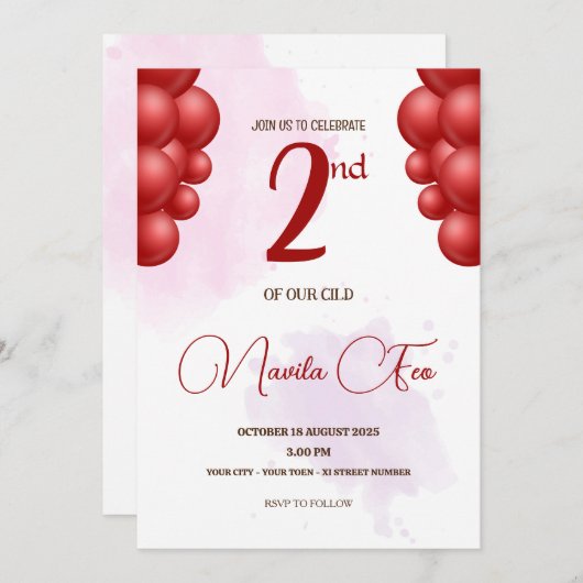 誕生日 招待状 (正面/裏面)