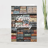 誕生日 旅行 ヴィンテージ スーツケース カラフル おしゃれ カード (正面)