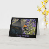 誕生日（昆虫）オオカバマダラ、モナーク蝶 カード (黄色い花)