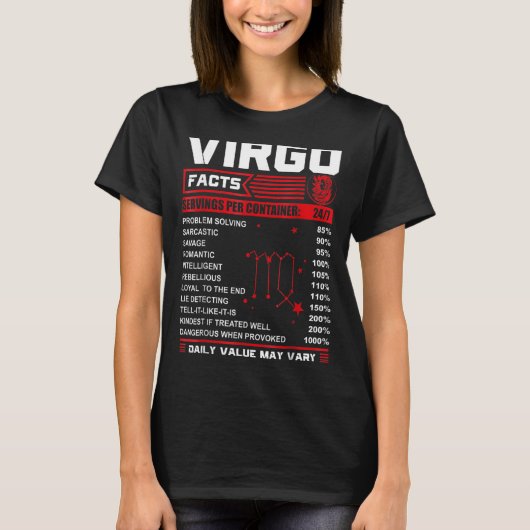 誕生日《星座》乙女座事実 Tシャツ (正面)