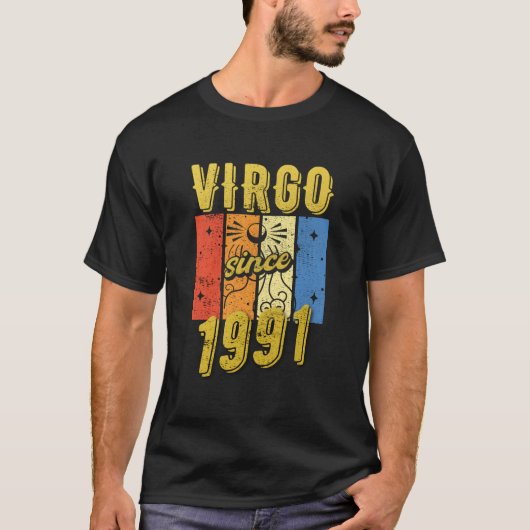 誕生日《星座》乙女座1991〔占星術の〕十二宮図標識 Tシャツ (正面)