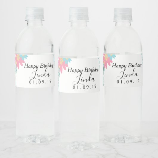 誕生日 春の花輪 フラワーズ ボトルラベル ペットボトルラベル (ボトル)