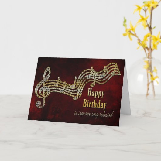 誕生日 – 楽譜 カード (黄色い花)