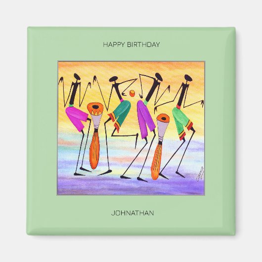 誕生日、水彩の幸素晴らしせ マグネット (正面)