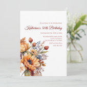 誕生日-水彩秋の花- 招待状 (スタンド正面)