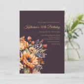 誕生日 – 水彩秋花 – 紫 –  招待状 (スタンド正面)