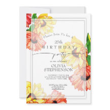 誕生日 |水彩黄赤ガーベラデイジー