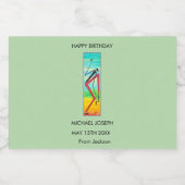 誕生日、水彩、アフリカアートトリッキー・ダンサー スパークリングワインラベル (シングルラベル)