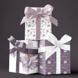 誕生日 水彩 花柄 ラッピングペーパー シート