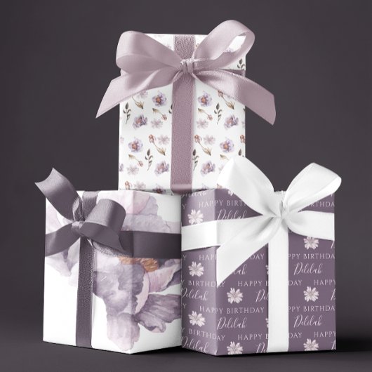 誕生日 水彩 花柄 ラッピングペーパー シート