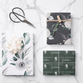 誕生日 水彩 花柄 ラッピングペーパー シート