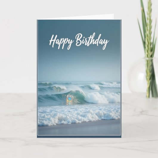 誕生日 海の波 カード (正面)