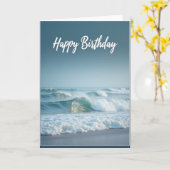 誕生日 海の波 カード (黄色い花)