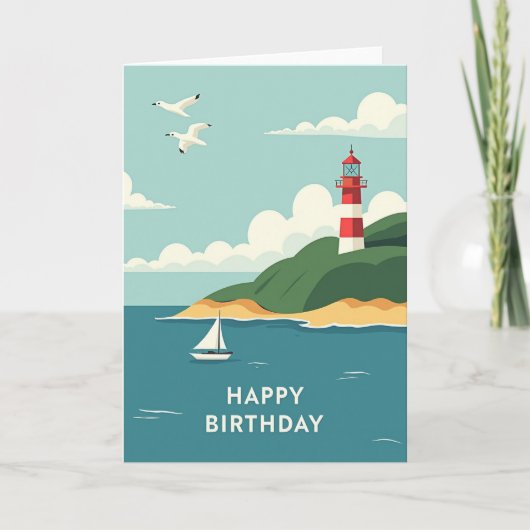 誕生日 海岸の塔のカード カード (正面)