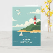 誕生日 海岸の塔のカード カード (黄色い花)