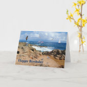 誕生日、海鳥の海 カード (黄色い花)