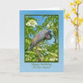誕生日、牧師、三色のサギ カード (黄色い花)