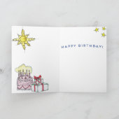 誕生日 – 猫 カード (内部)