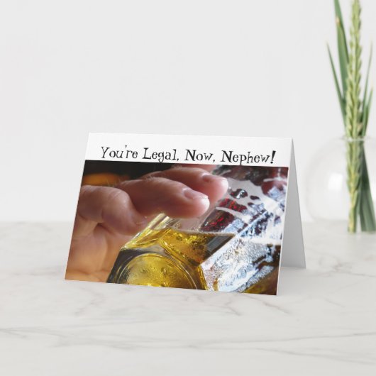 誕生日、甥、法律、21。グラスにビール。 カード (正面)