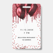 誕生日 白 赤 風船 グリッター VIP バッジ (裏面)