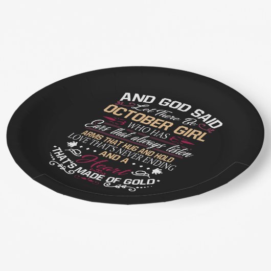 誕生日|神が10月の女の子を ペーパープレート (アングル)