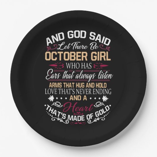 誕生日|神が10月の女の子を ペーパープレート (正面)