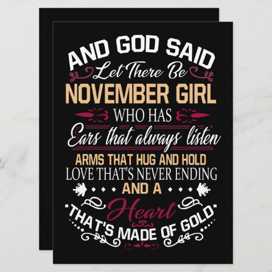 誕生日|神が11月の女の子を セーブザデート (正面/裏面)