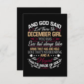 誕生日|神が12月の女の子を サンキューカード (正面/裏面)
