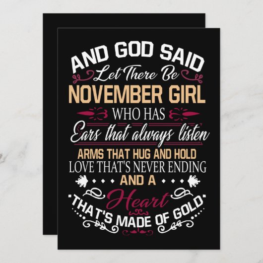 誕生日 神は11月の女の子が来ると言った シーズンカード (正面/裏面)