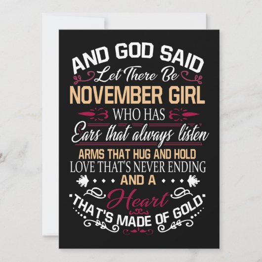 誕生日 神は11月の女の子が来ると言った シーズンカード (正面)