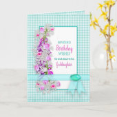 誕生日、 私たちの 姪女、庭の花、 ギンガム カード (黄色い花)