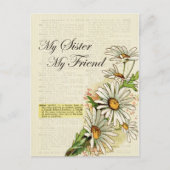誕生日 私の妹 私の友達 ヴィンテージ フラワー ポストカード (正面)