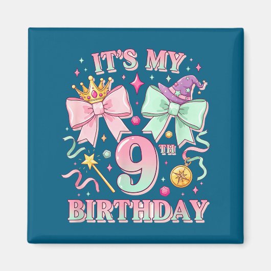 誕生日 私の9歳の誕生日 可愛い魔法のプリンス マグネット (正面)
