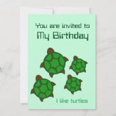 誕生日、私はウミガメ、招待が好き 招待状 (正面)