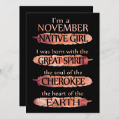 誕生日 |私は11月の先住民子 シーズンカード (正面/裏面)