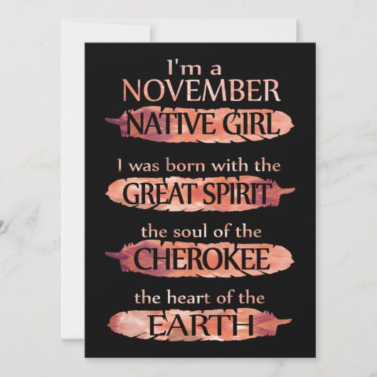 誕生日 |私は11月の先住民子 シーズンカード (正面)