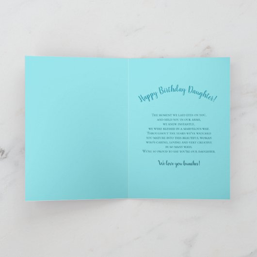 誕生日-私達の娘-花とのビーズの楕円形 カード (内部)