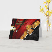 誕生日、私達皆から、ミュージシャン、ユーモア カード (黄色い花)