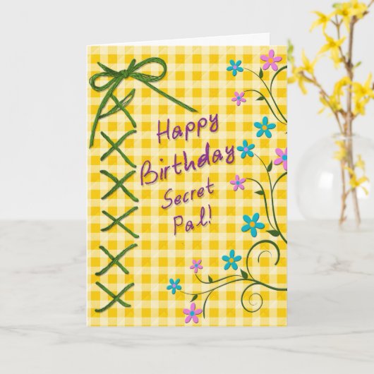 誕生日-秘密の友達 カード (黄色い花)