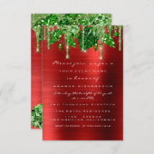 誕生日　素朴な森　赤　緑　したたり　葉 招待状 (正面/裏面)
